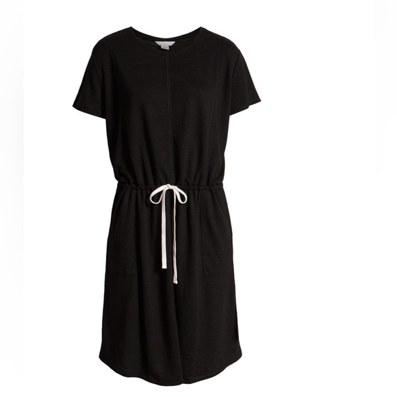 Caslon - Black Cinched Waist T-Shirt Dress / Medium - Picture 1 of 14